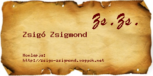Zsigó Zsigmond névjegykártya